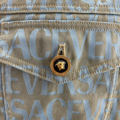 Blue Allover Print Denim Jacket