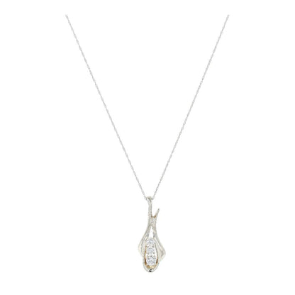 1/2 Ct 14K White Gold Round Three Diamond Pendant On Rope Chain Necklace