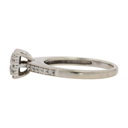 1/5 Ct 10K White Gold Princess Cut Diamond Cluster Engagement Ring