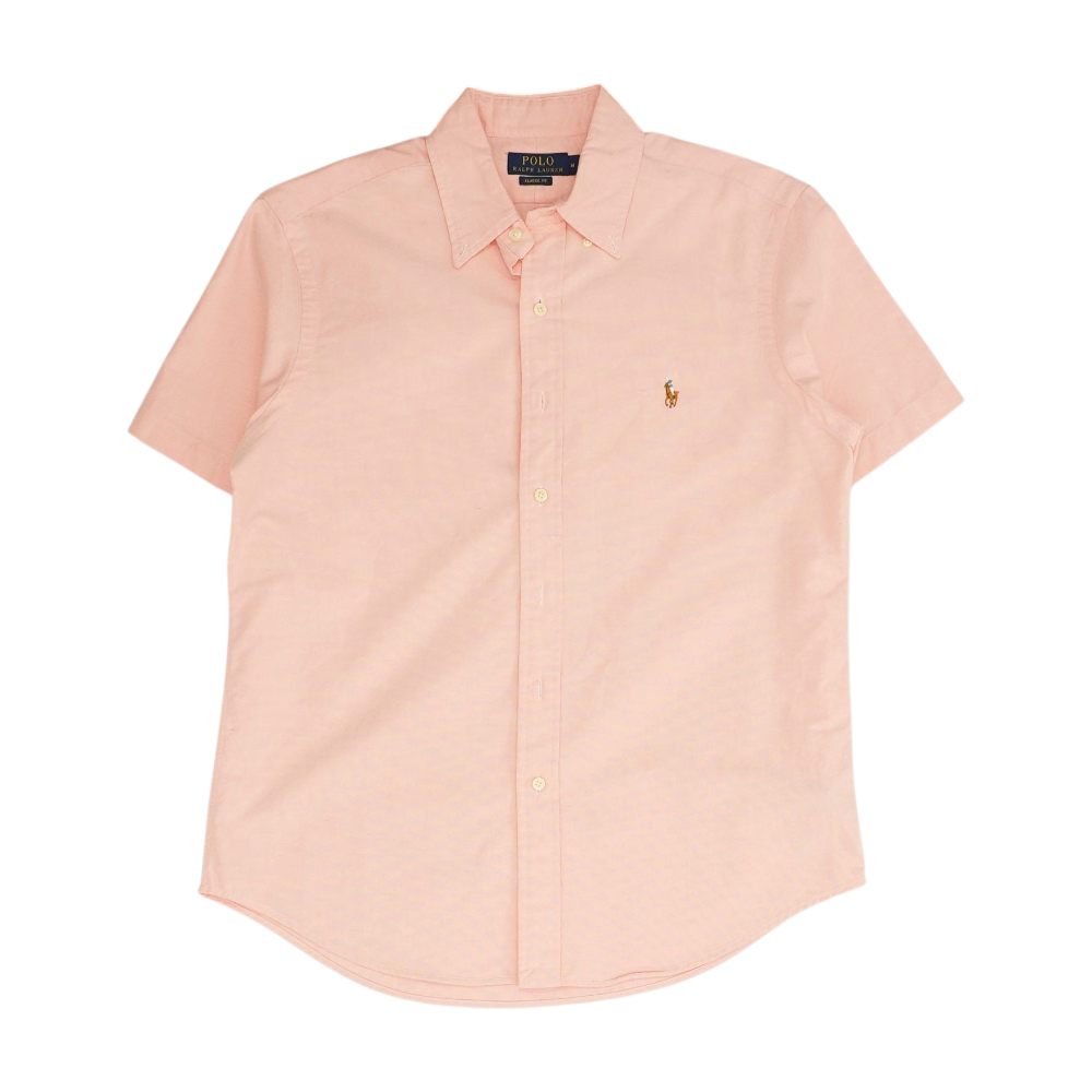 Pink Solid Short Sleeve Button Down