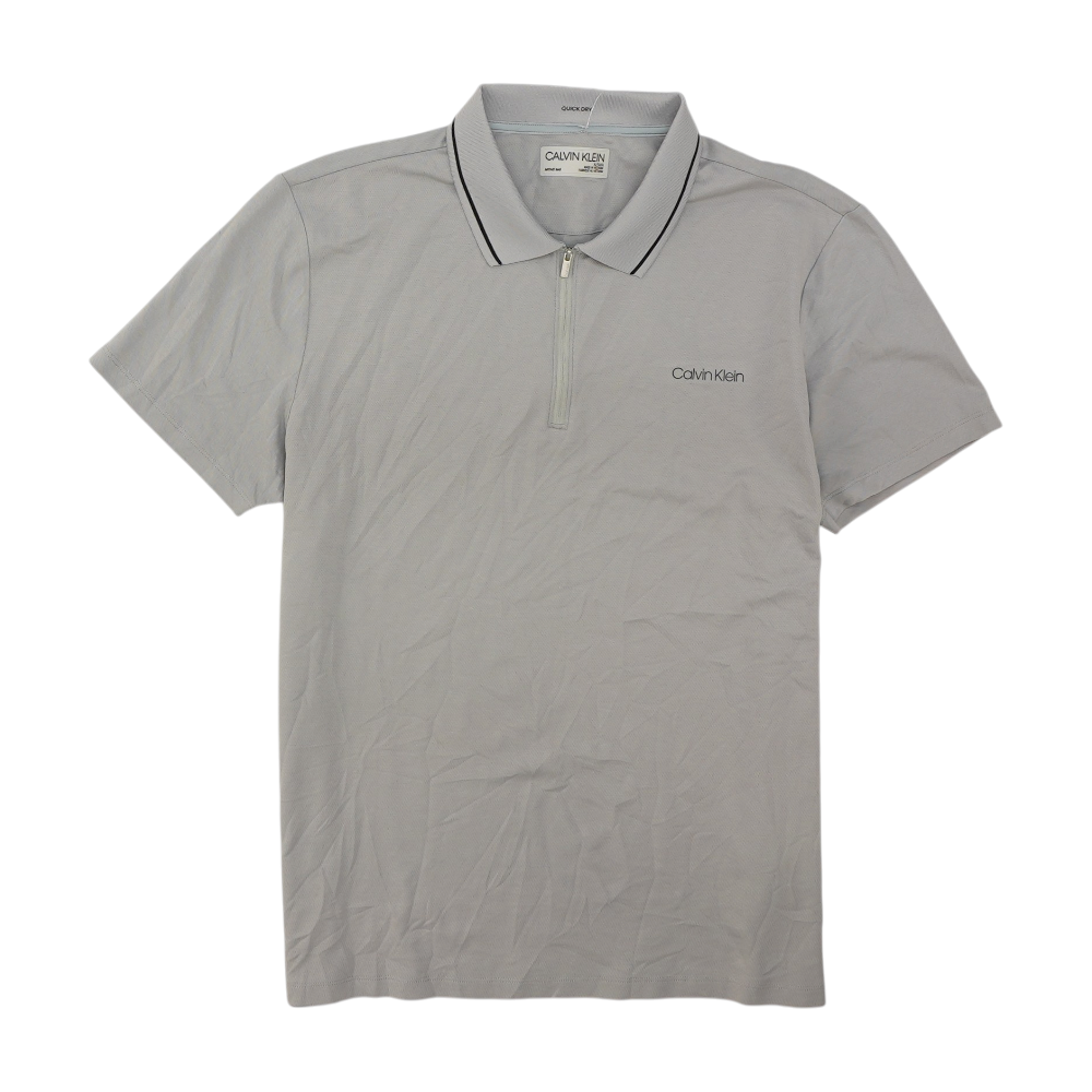 Gray Solid Short Sleeve Polo