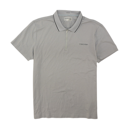 Gray Solid Short Sleeve Polo