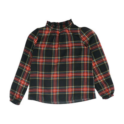 Black Petite Plaid Blouse