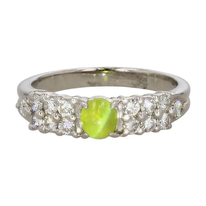 Platinum Chrysoberyl Catseye With Diamond Accents Band