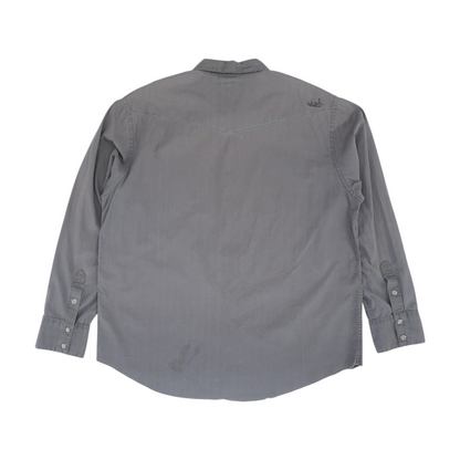 Gray Solid Long Sleeve Button Down
