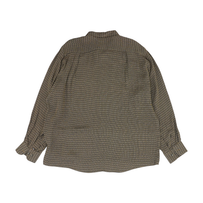 Brown Print Long Sleeve Button Down