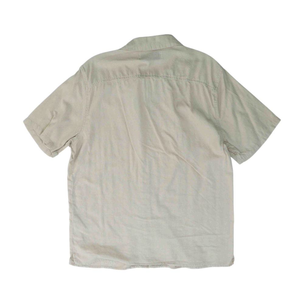 Beige Print Short Sleeve Button Down
