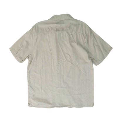 Beige Print Short Sleeve Button Down