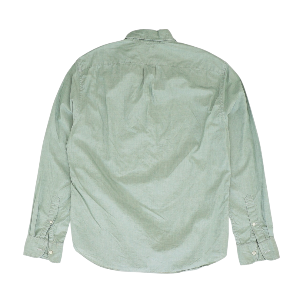 Green Solid Long Sleeve Button Down