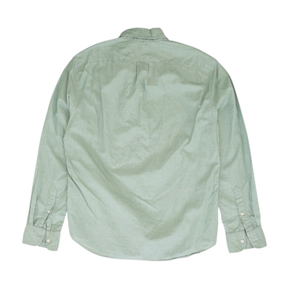Green Solid Long Sleeve Button Down