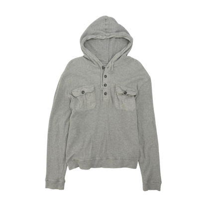 Gray Solid Hoodie Pullover