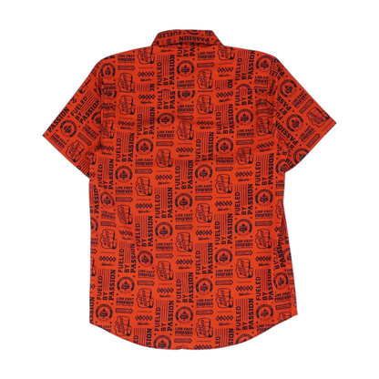 Red Graphic Short Sleeve Button Down