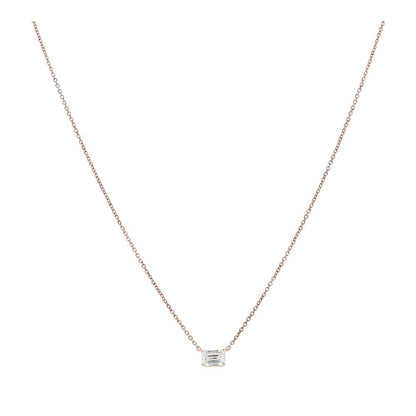 1/2 Ct 14K Rose Gold Emerald Cut Lab Grown Diamond Pendant Necklace
