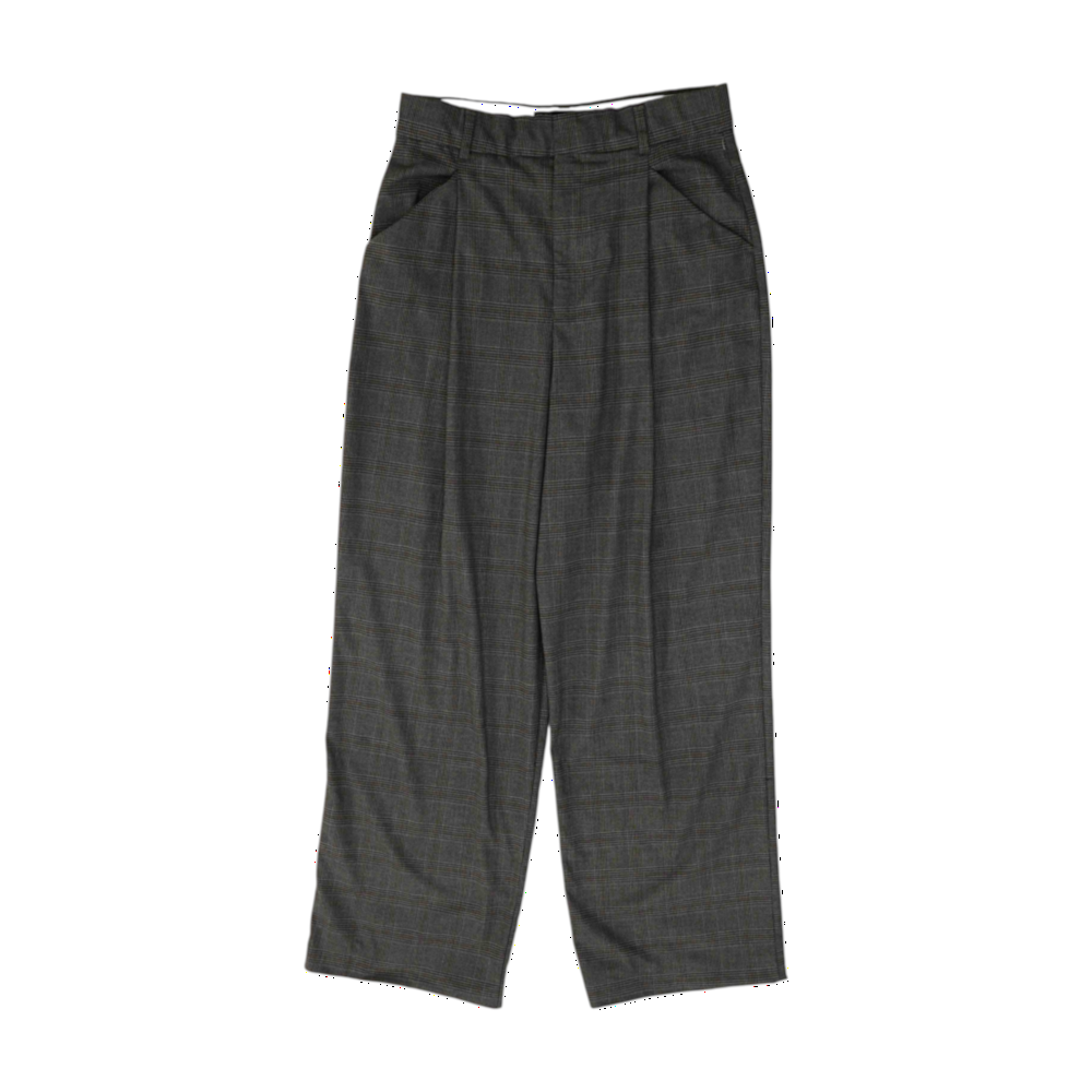 Gray Plaid Wide Leg Pants