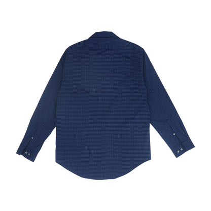 Navy Abstract Long Sleeve Button Down
