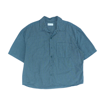 Green Plaid Short Sleeve Button Down