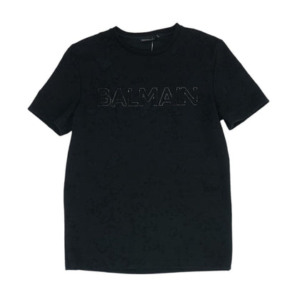 Black Distressed Logo Tee