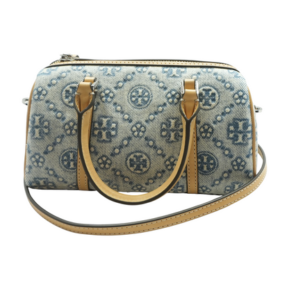 T Monogram Denim Petite Barrel Bag