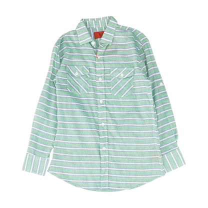 Green Striped Long Sleeve Button Down