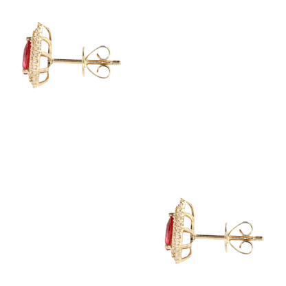 1 1/4 ctw 14K Yellow Gold Orange Sapphire Stud Earrings