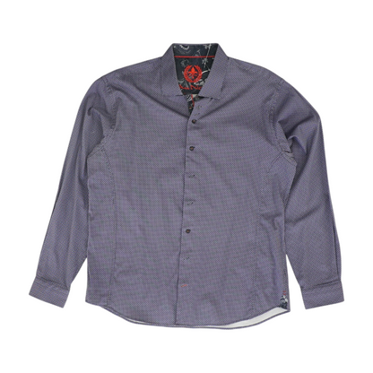 Purple Print Long Sleeve Button Down