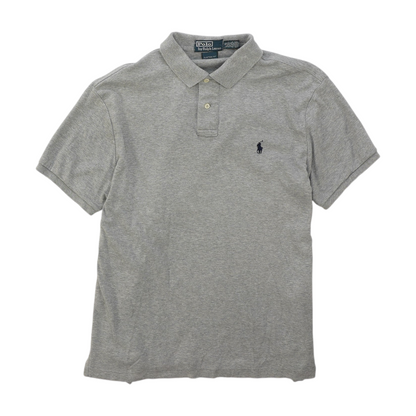Gray Solid Short Sleeve Polo