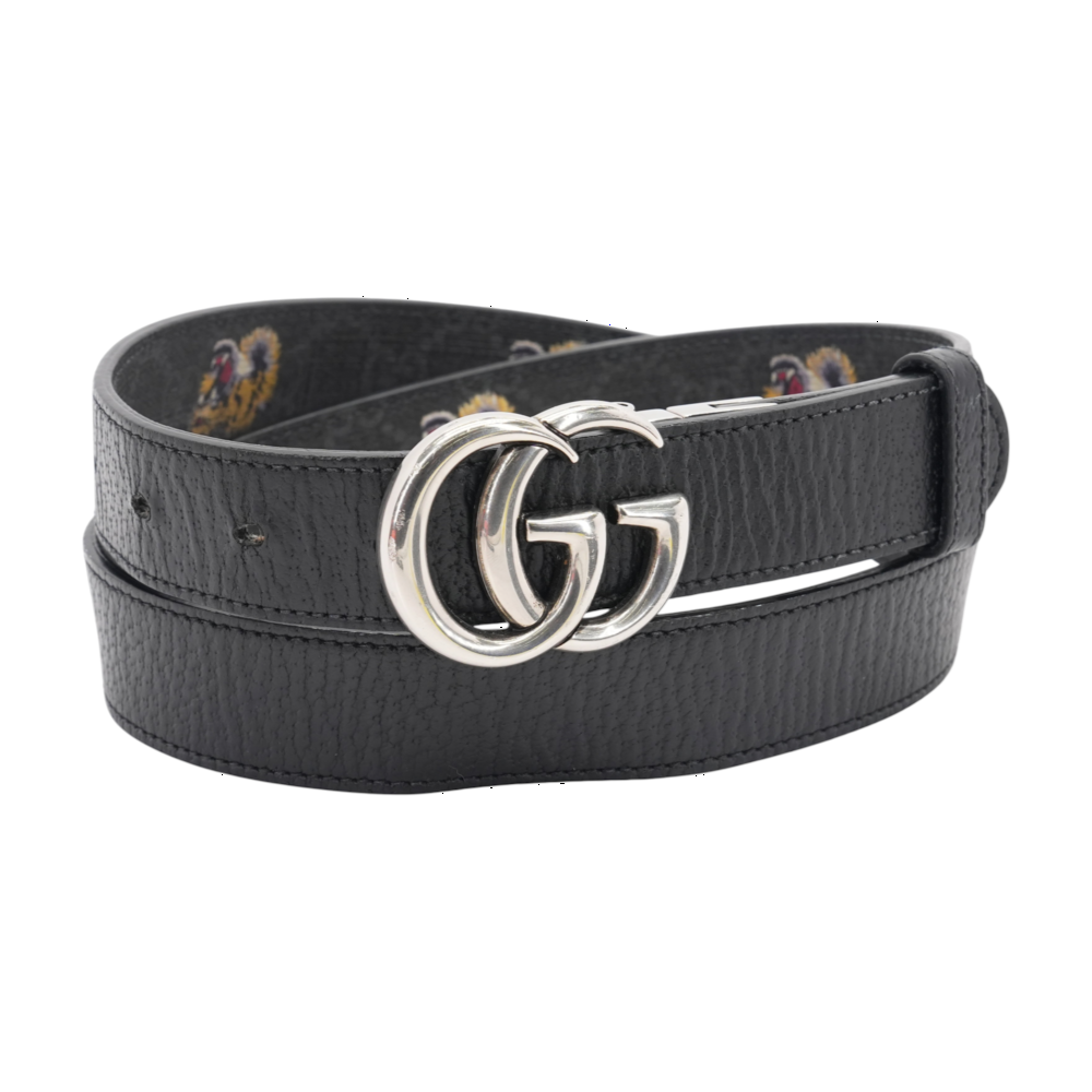 GG Marmont Tiger Print Reversible Belt in Black