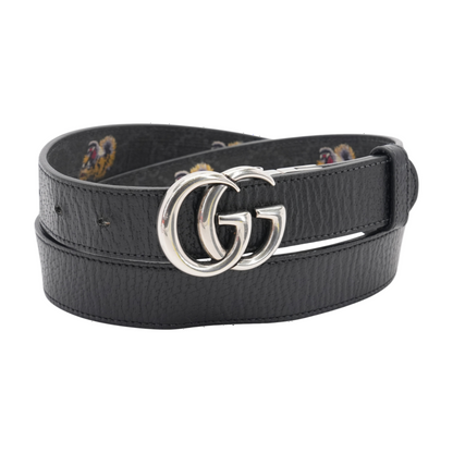GG Marmont Tiger Print Reversible Belt in Black