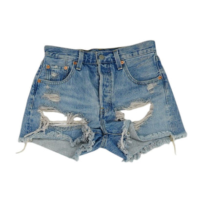 Blue Solid Denim Shorts