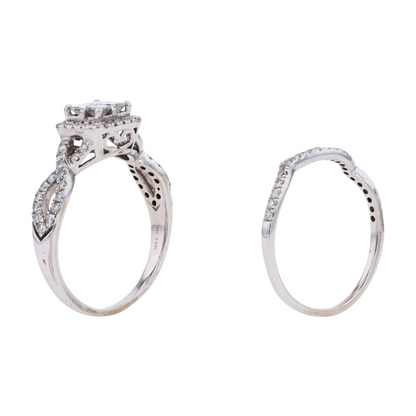 3/4 ctw 14K White Gold Diamond Engagement Ring Set