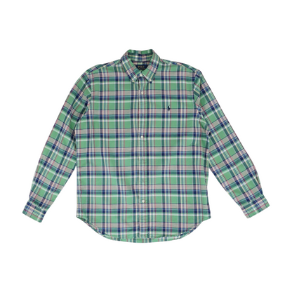 Green Plaid Long Sleeve Button Down