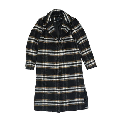 Black Plaid Topcoat Coat