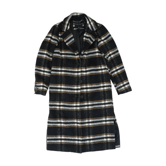 Black Plaid Topcoat Coat