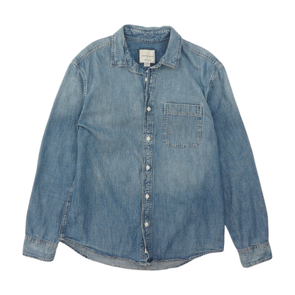 Blue Solid Flannel Button Down