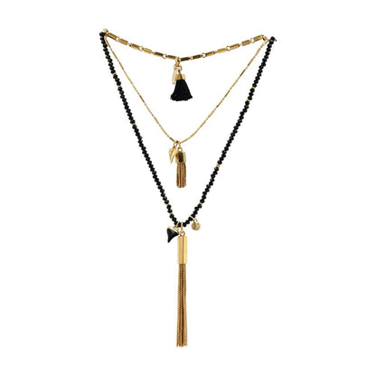 East Hampton Charm Pendant 3 Way Black And Gold-Tone Necklace