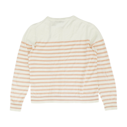 Ivory Striped Cardigan Sweater