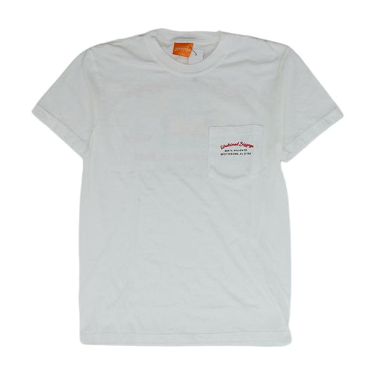 White Unclaimed Baggage Pocket T-Shirt – Image 1