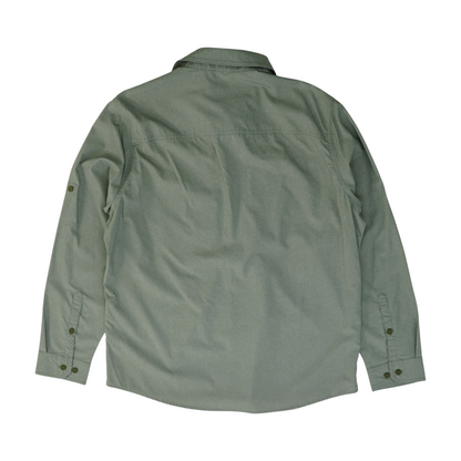 Green Solid Long Sleeve Button Down