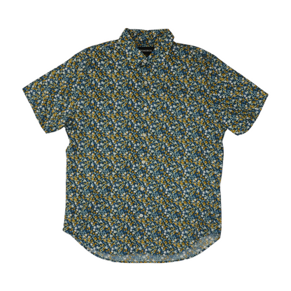 Blue Floral Short Sleeve Button Down