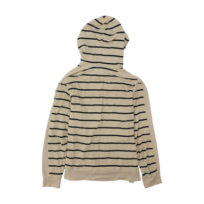 Beige Striped Hoodie Pullover