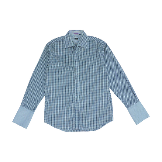 Navy Check Long Sleeve Button Down