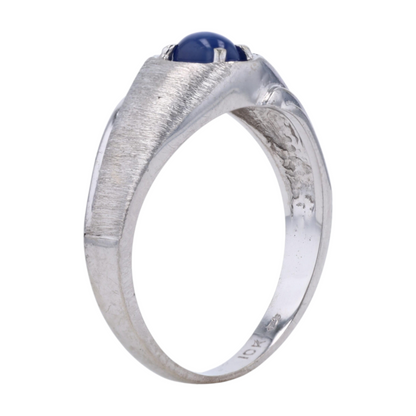 10K White Gold Blue Stone Fashion Ring
