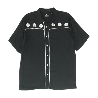 Black Solid Short Sleeve Button Down