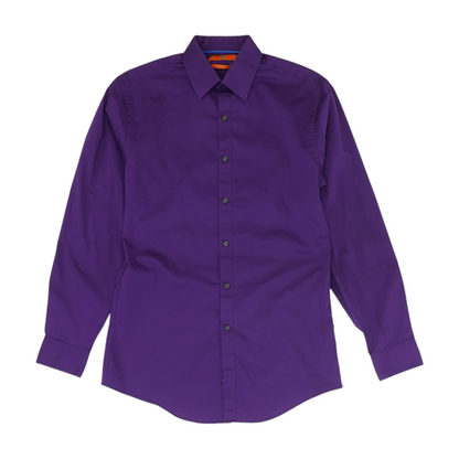 Purple Solid Long Sleeve Button Down