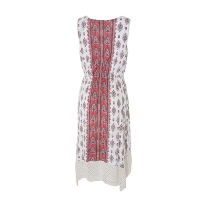 Beige Graphic Midi Dress