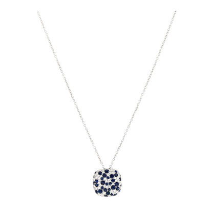 1 1/4 ctw 14K White Gold Sapphire Pendant Necklace