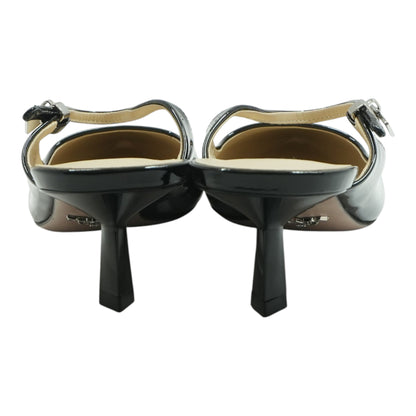 Black Pointed Toe Patent Leather Mules