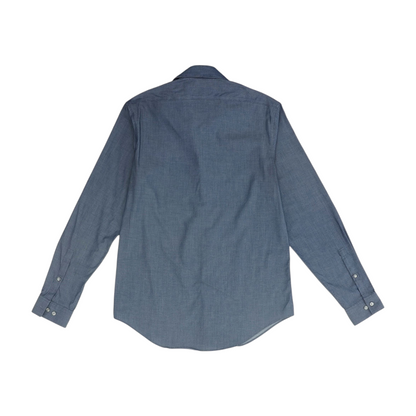Blue Chevron Long Sleeve Button Down