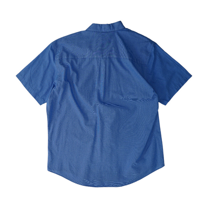 Blue Houndstooth Short Sleeve Button Down