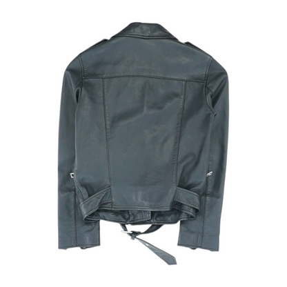 Black Solid Leather Jacket